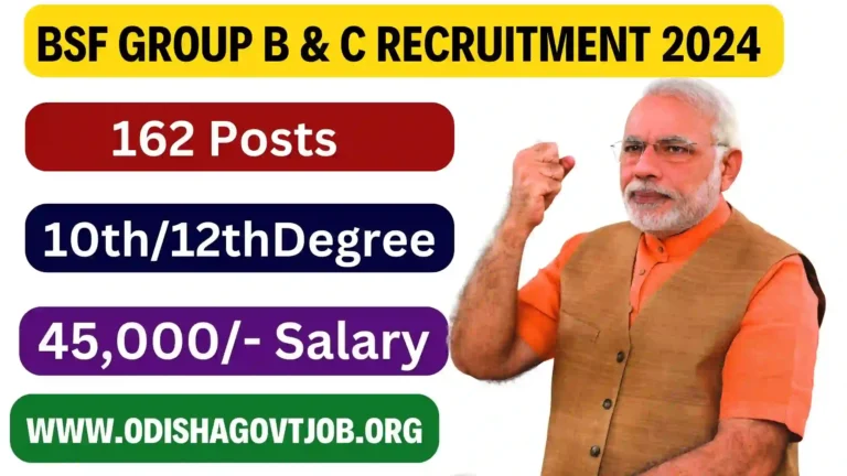 BSF Group B & C Recruitment 2024- Apply online for 162 Various Posts, BSF Free Job alert